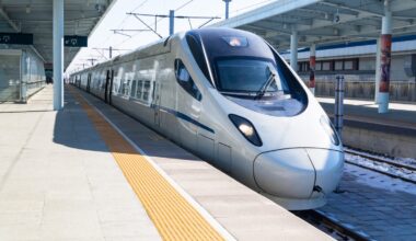 high speed bullet train in the station