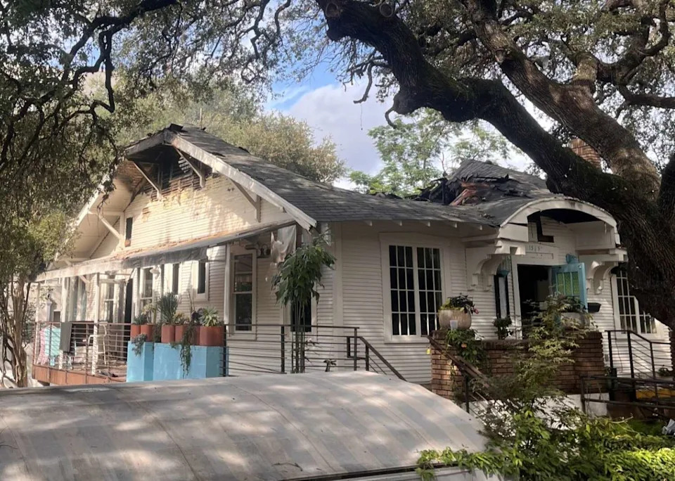 The roof in the upstairs dining room of Bar Peached was destroyed in a fire on Sunday, May 31, 2026. (Provided by Eric Silverstein)