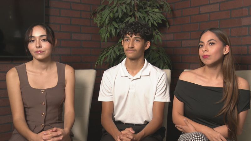 {p}Maya Rivera, featured performer & lead dancer (left), Aiden Vaca, featured performer (middle) and Nia Del Angel, featured performer & lead dancer (right). Credit: KFOX14/CBS4{/p}