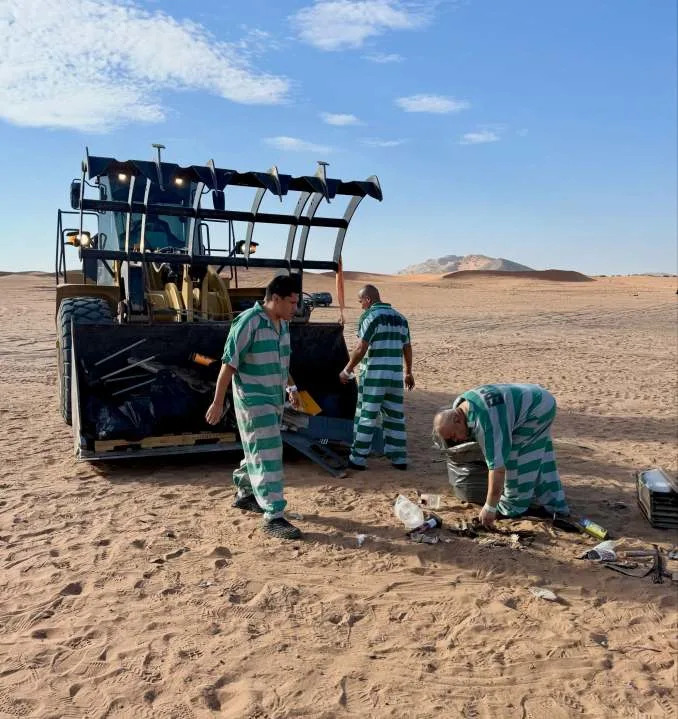 El Paso County Sheriff staff and jail inmates cleaning up Red Sands after Fourth of July celebrations on Monday, July 5. Photo courtesy of the El Paso County Sheriff’s Office.