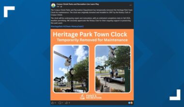 Heritage Park Town Clock removed for repairs and restoration