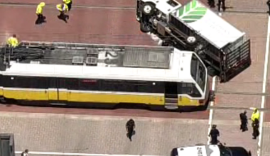 Five injured after box truck hits DART train, officials say