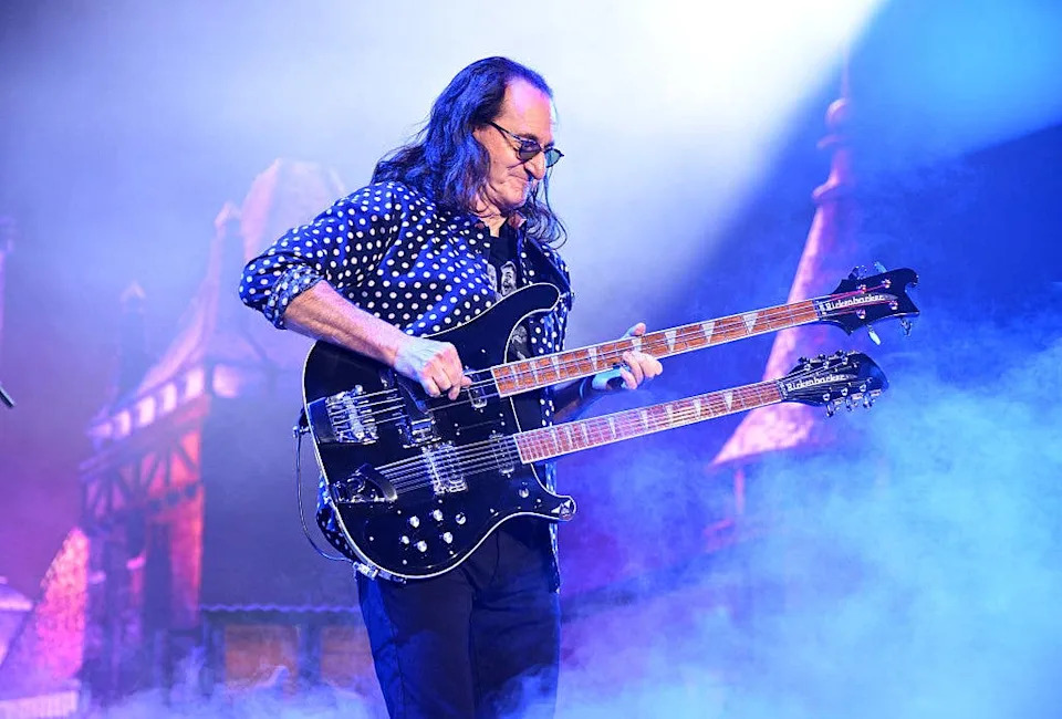 Geddy Lee of Rush performs during the opening night of their first American tour in 11 years at The Kia Forum on June 07, 2026 in Inglewood, California.Photo by Michael Tullberg/Getty Images