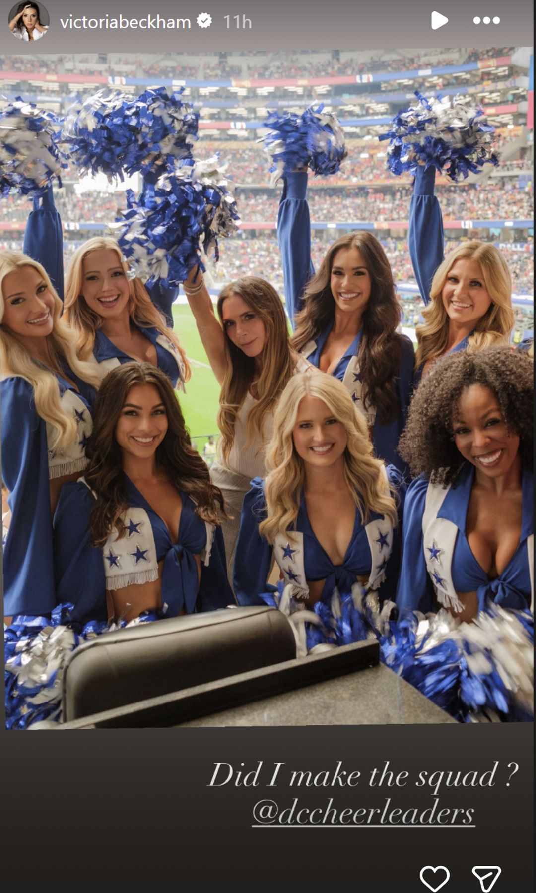 Victoria joined the Dallas Cowboy Cheerleaders for a special photo