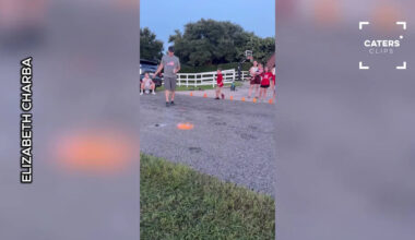 Stray Firework Sends Woman Sprinting for Cover in Texas