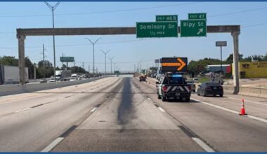 All southbound lanes on I-35 shut down due to oil spill, FWPD says