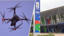 Drone, left, and the IBC in Dallas, right.