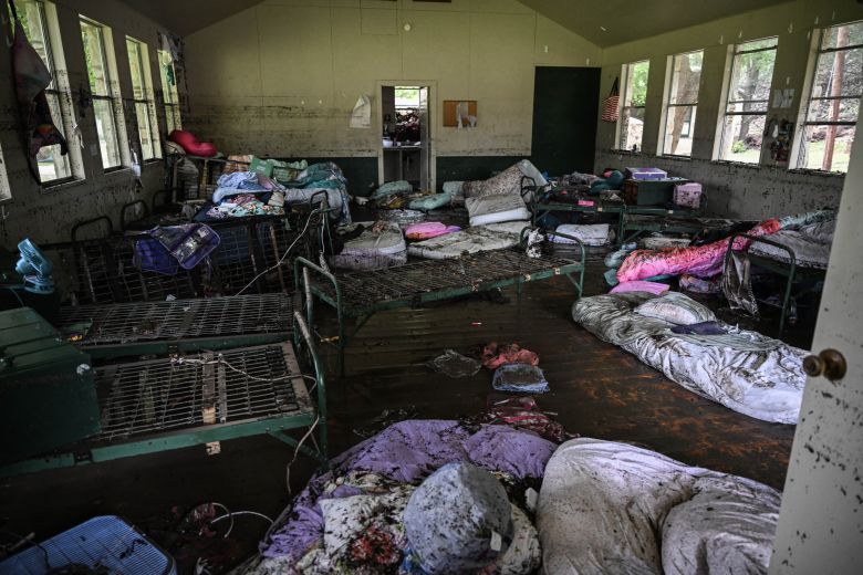 A view inside of a cabin at Camp Mystic, the site of where at least 20 girls went missing after flash flooding in Hunt, Texas, on July 5, 2025.