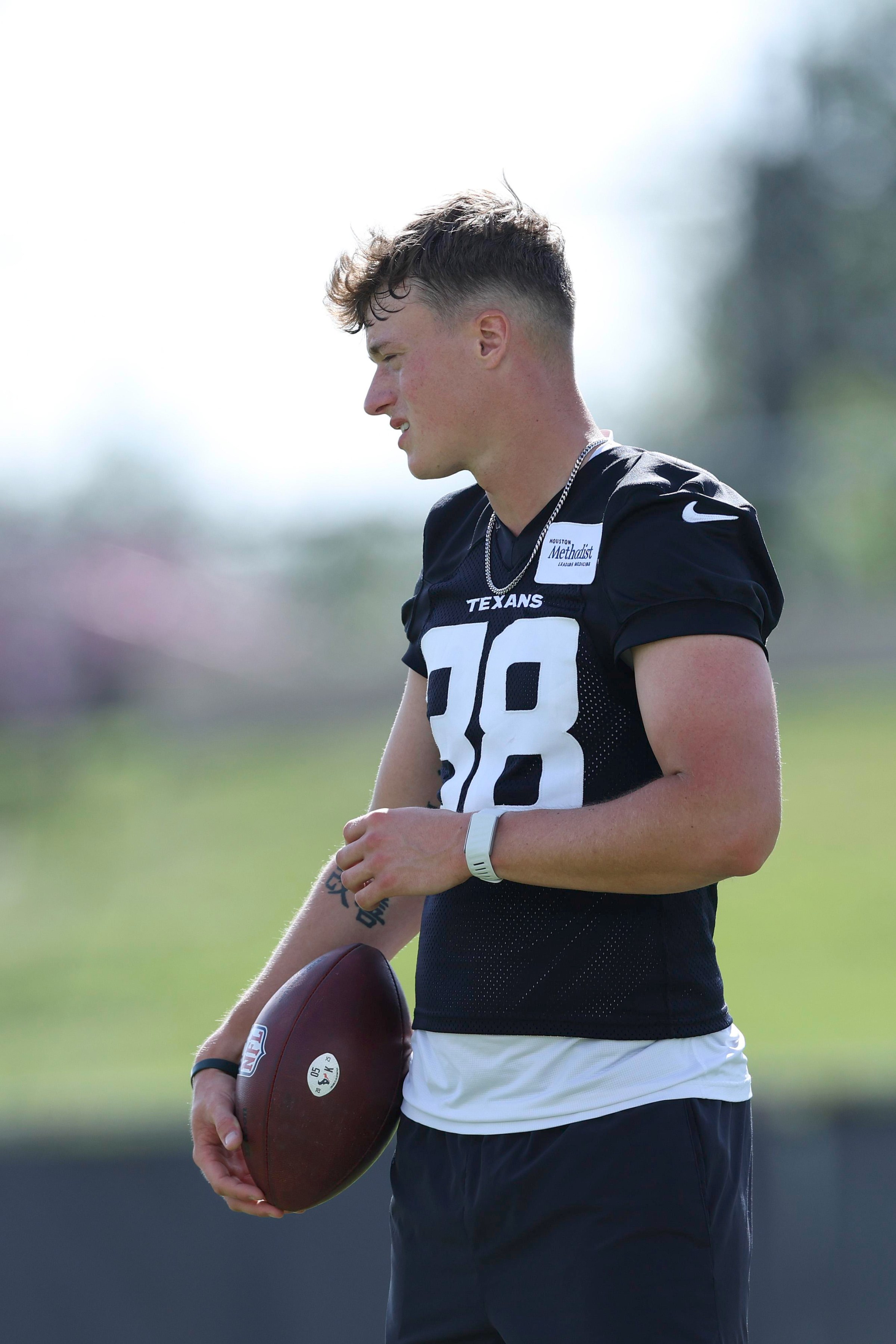 HOUSTON, TEXAS - JUNE 10: Kai Kroeger #38 of the Houston Texans 2025-2026 runs a drill during Houston Texans mandatory minicamp at Houston Methodist Training Center on June 10, 2026 in Houston, Texas. (Photo by Jack Gorman/Getty Images)