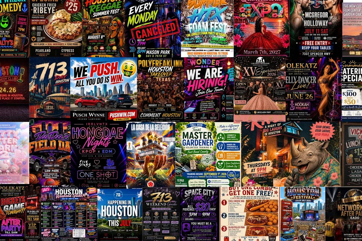Houston is drowning in AI-generated flyers. It's driving me insane.