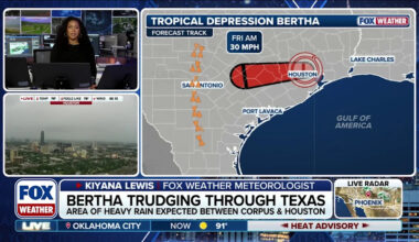 Bertha weakens to Tropical Depression as it moves across Texas