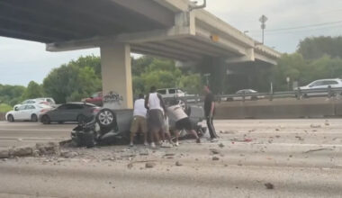 Bystanders Pull Three Women From Overturned Car After It Plunges Off Houston Highway Overpass