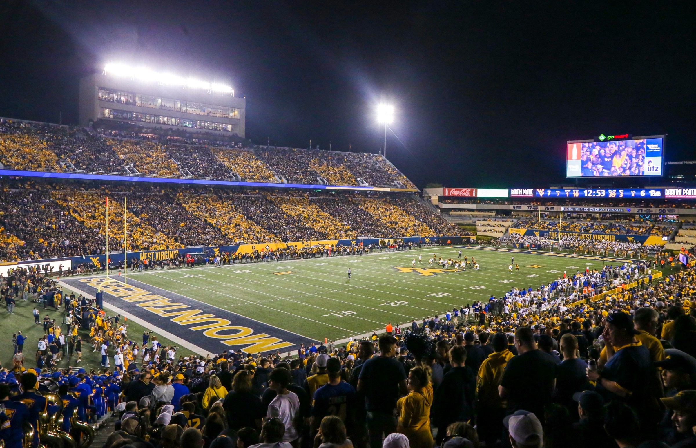 Sep 16, 2023; Morgantown, West Virginia, USA; A general view of the crowd during the third quarter of a game between the West Virginia Mountaineers and the Pittsburgh Panthers at Mountaineer Field at Milan Puskar Stadium. Mandatory Credit: Ben Queen-Imagn Images