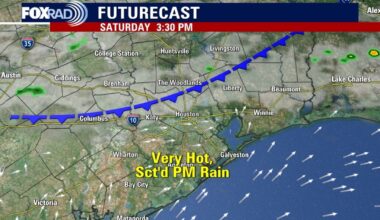 Houston weather: Very hot Friday in upper 90s; scattered weekend rain