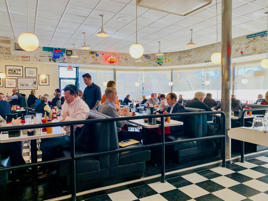 the interior of Lucky's Cafe