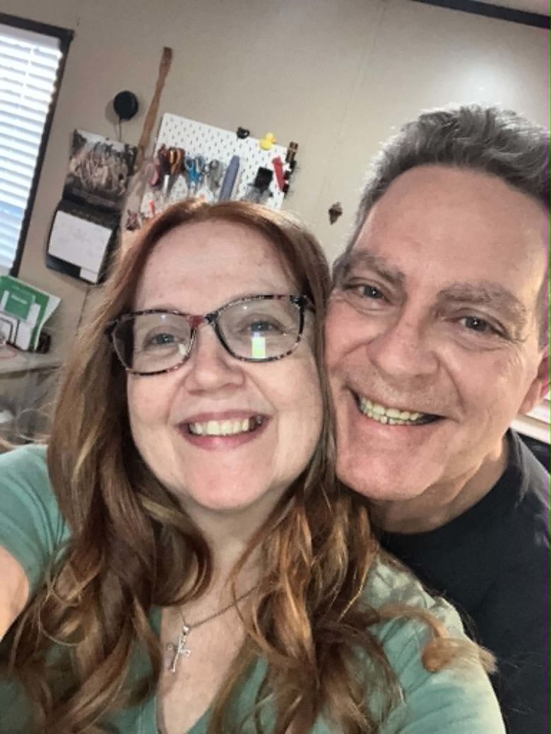 Jennie Steward and her husband, Mark Steward, who was killed when he was trapped in his home during the recent flood.