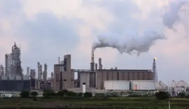 Steam billows from Valero’s West Refinery outside Corpus Christi on April 29, 2026.