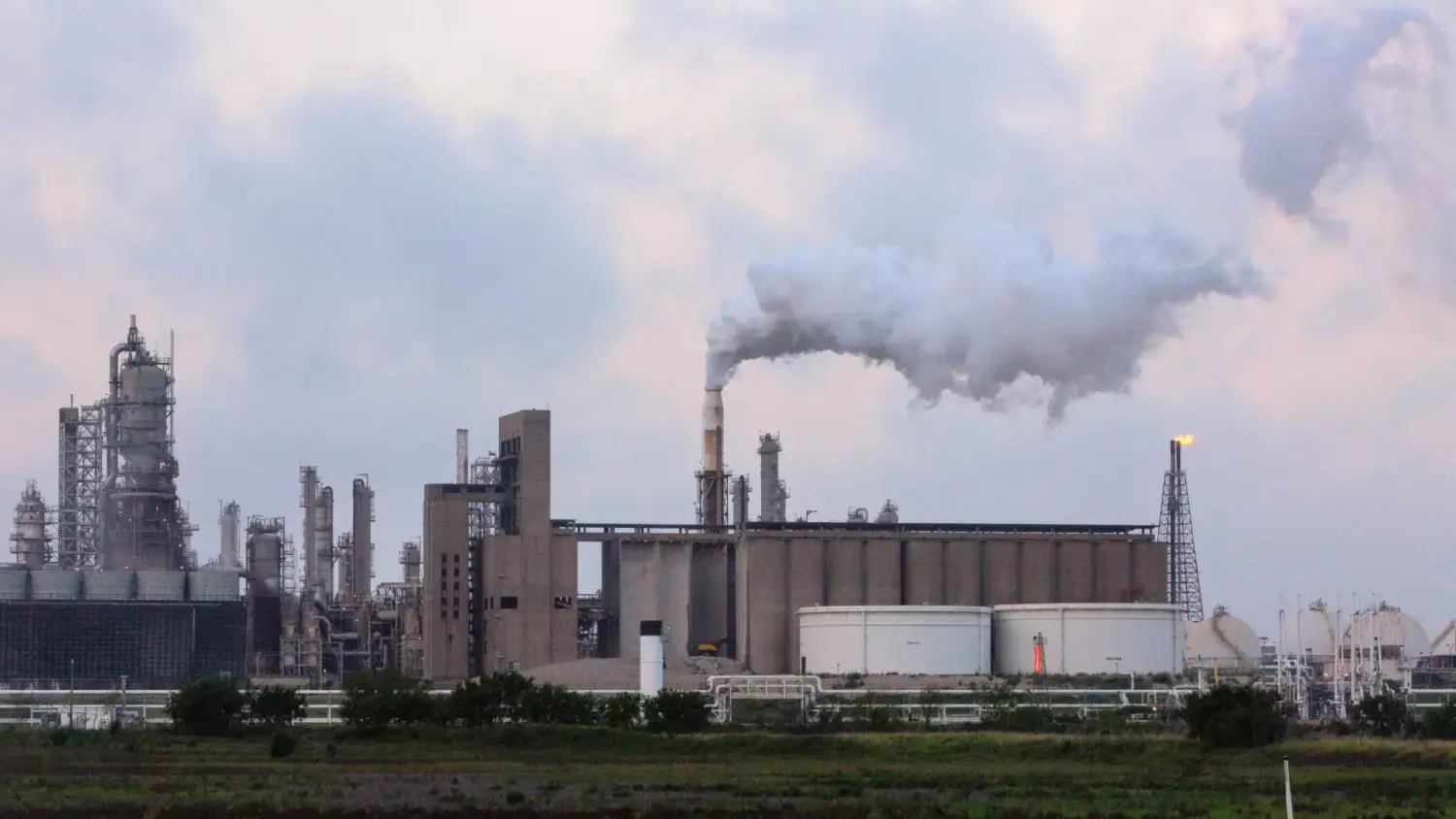 Steam billows from Valero’s West Refinery outside Corpus Christi on April 29, 2026.