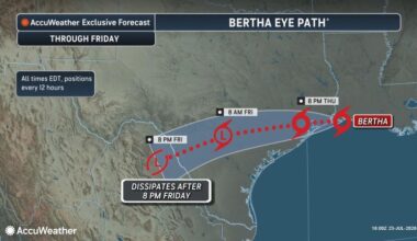 Tropical Storm Bertha moving into Texas with winds, rain and storm surge