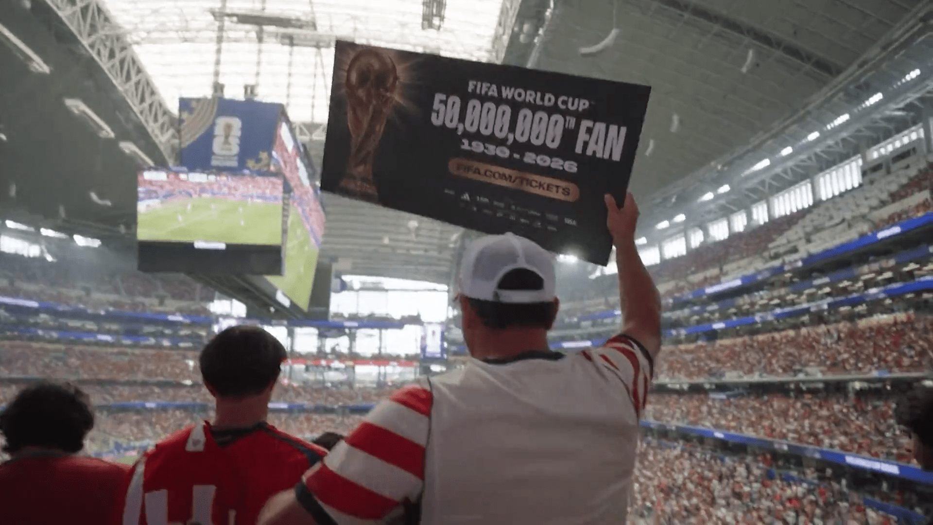 Fort Worth man celebrated as World Cup's 50 millionth fan<br>Immy Khan was the proud winner after attending the match between Spain and Portugal at Dallas Stadium in Arlington.