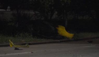 Eastex Freeway crash: 1 dead after vehicle hits light pole, catches fire