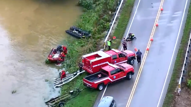 Swiftwater rescue teams arrive in Reynolds County, Missouri during Flash Flood Emergency on July 10, 2026.