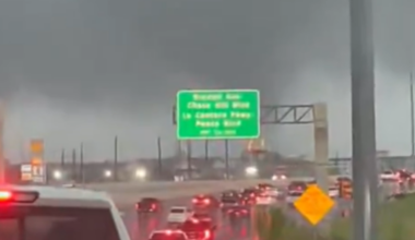 VIDEO: Apparent radar-confirmed tornado swirls debris near Interstate 10 in San Antonio