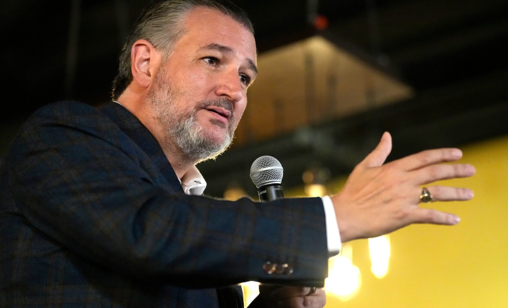 Senator Ted Cruz speaks during a campaign event on Tuesday, Aug. 6, 2024, in Houston. (Karen Warren/Houston Chronicle via Getty Images)