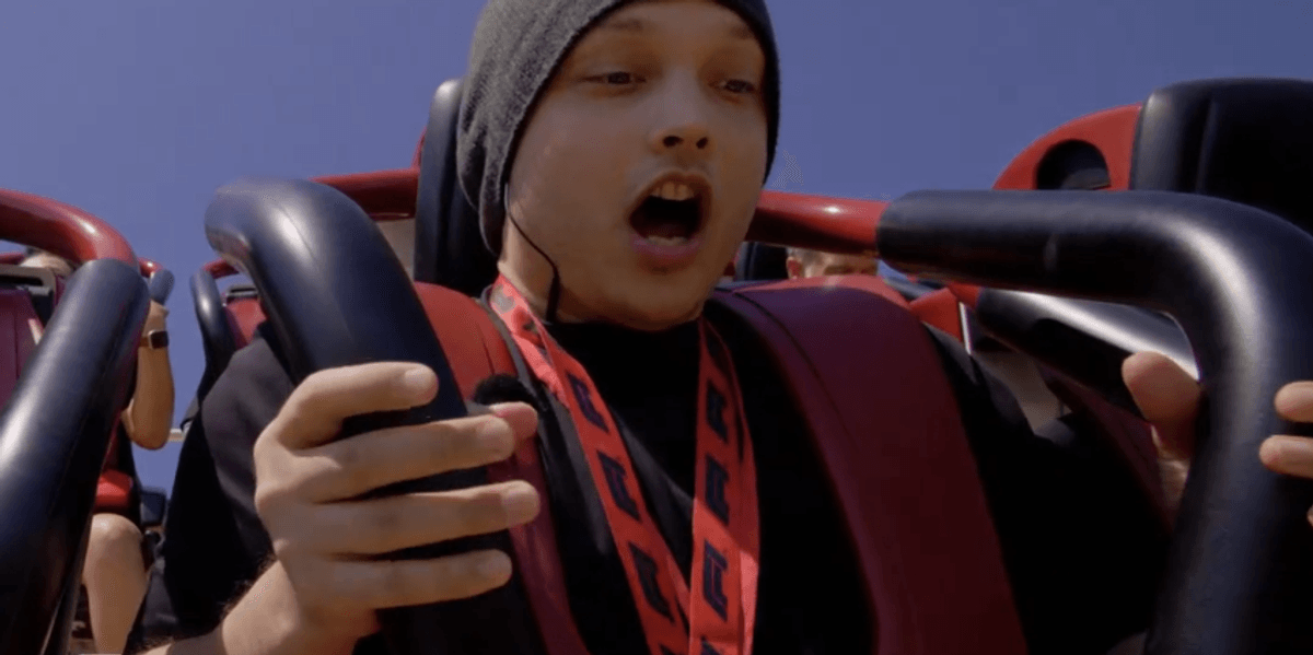 POV: KRLD's Tristan Rines rides the new Tormenta Rampaging Run at Six Flags