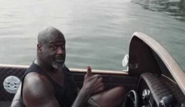 Shaquille O'Neal cruises Dallas lake in Chevy Impala boat