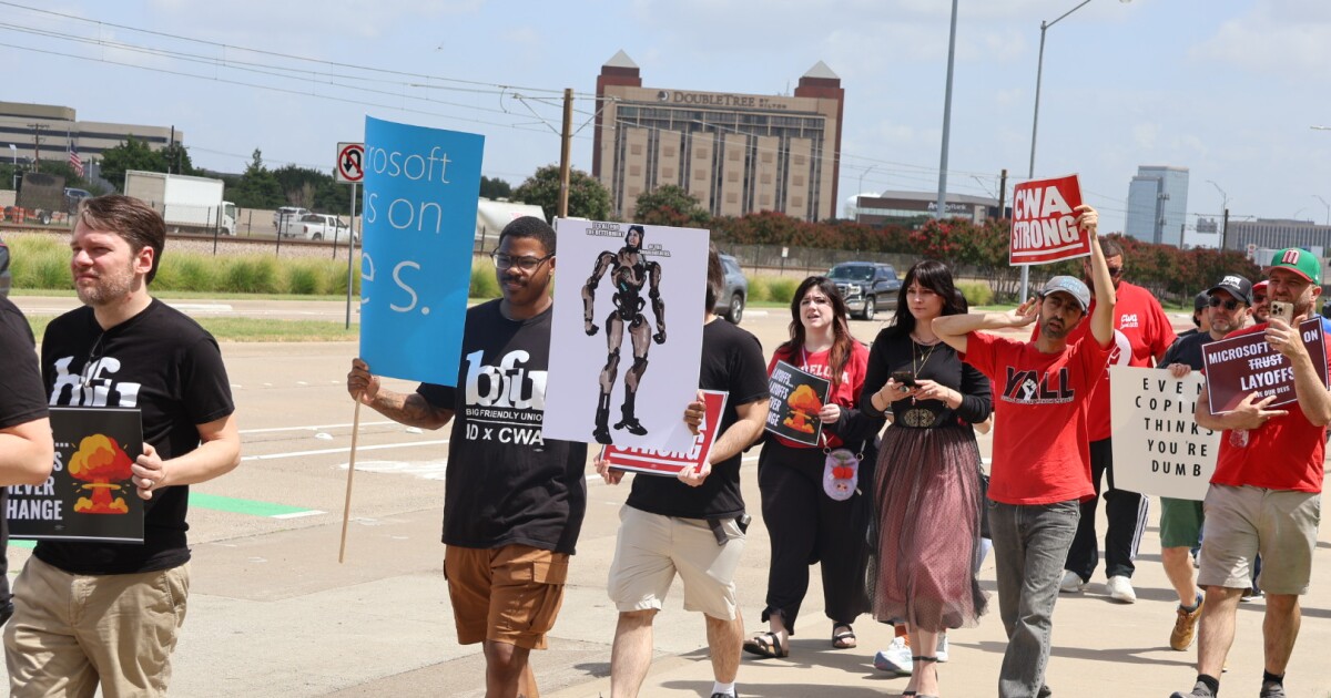 Union workers rally against Xbox layoffs, fight for protections at Richardson protest