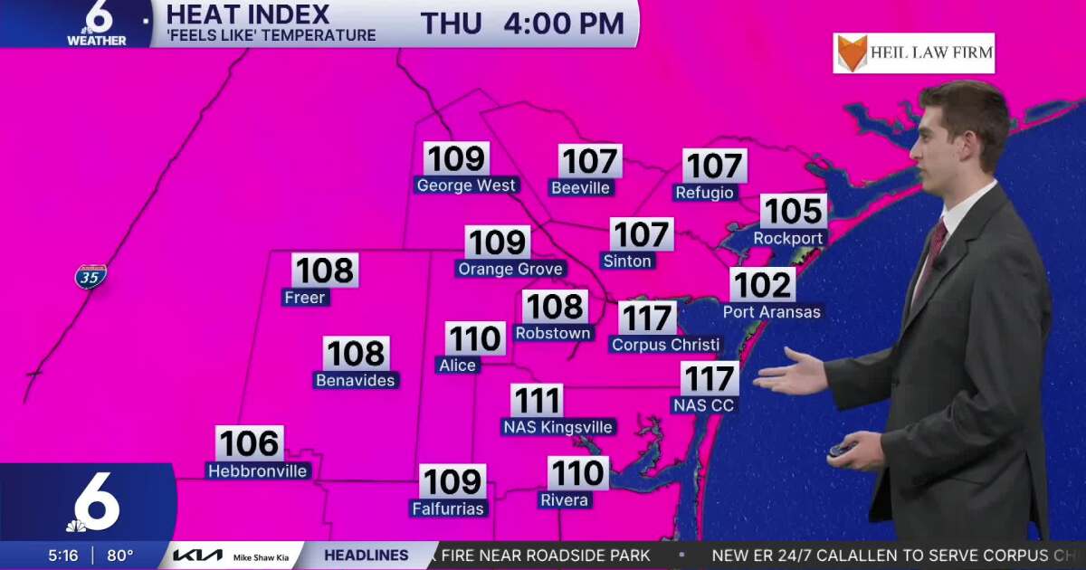 Major heat risk this weekend as temps approach 100 degrees in the Coastal Bend