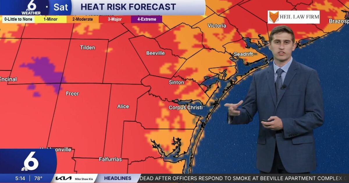 Major heat risk this weekend as temps approach 100 degrees in the Coastal Bend