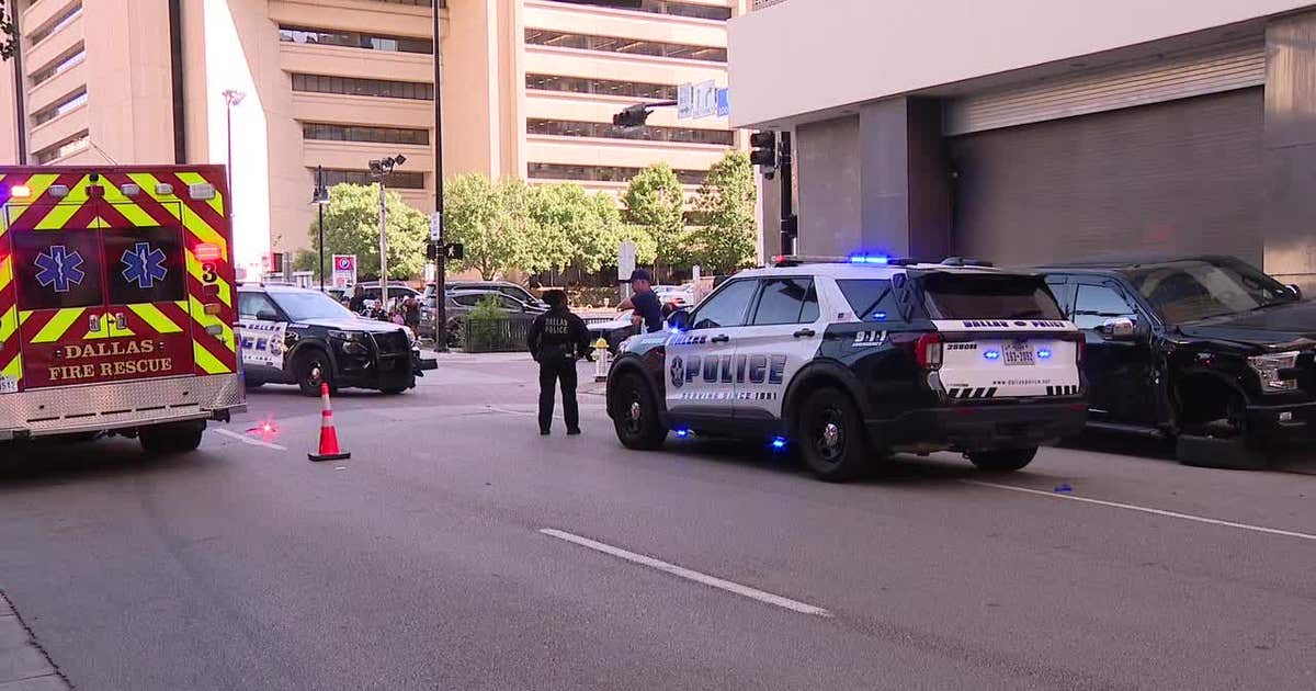 Police officer injured in Downtown Dallas crash during shooting investigation