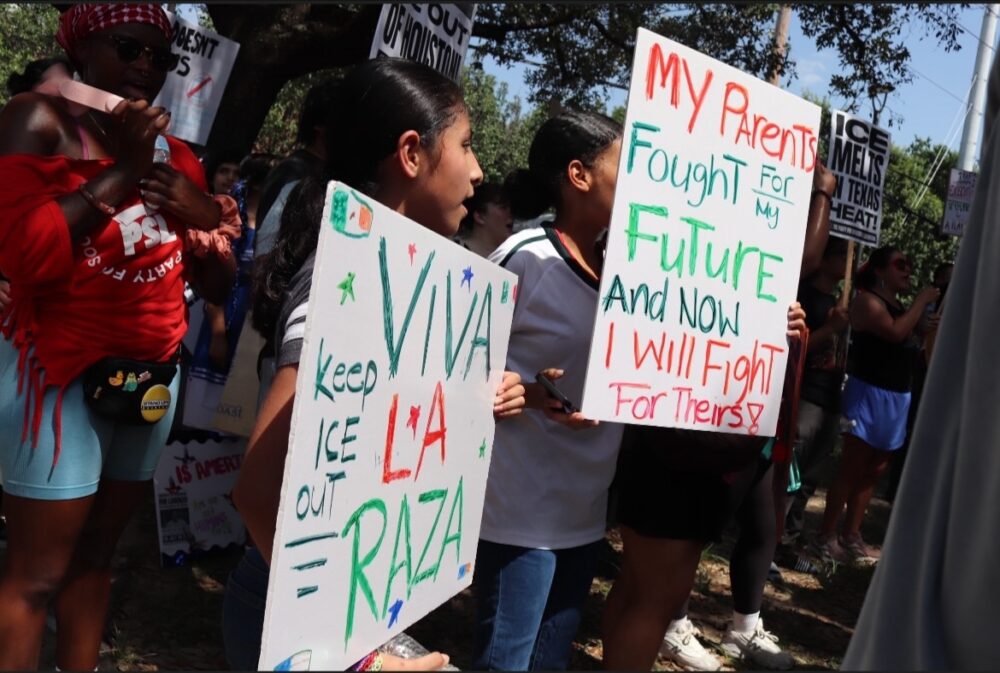 Protestors at Ervan Chew Park SUnday July 19. The crowd gathered to call for "justice" in the killing of Lorenzo Salgado Araujo by federal agents on July 7.