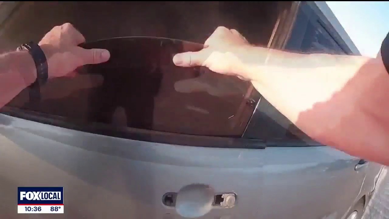 Texas police officer pulls driver from flaming vehicle