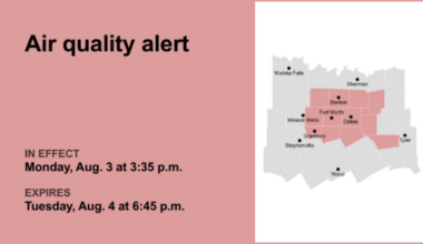 Ozone pollution alert in place for North Texas for Tuesday