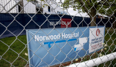 Norwood Hospital as seen in 2024. The hospital closed in 2020 after it flooded. (Robin Lubbock/WBUR file)