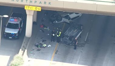 Major crash on I-75 in Dallas leaves two cars overturned