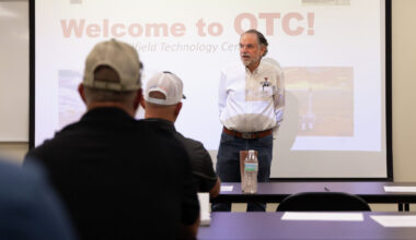 Dr. Marshall Watson, chair of the Bob L. Herd Department of Petroleum Engineering at Texas Tech, addressed the initial class at the RRC Field Inspector Training program.