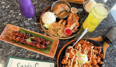 A spread of Filipino dishes and drinks that can be found at Sari-Sari.