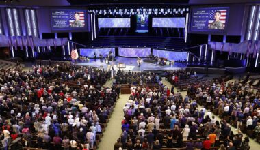 People attend a memorial service for U.S. Army Pvt. Isabella Gonzales of Carrollton, Texas at Prestonwood Baptist Church, Saturday, Aug. 1, 2026, in Plano. Gonzales was killed during an Iranian attack in Jordan on Friday, July 17, 2026.