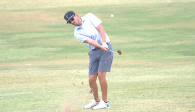 Richman Houston hits an approach shot at the third hole during the Star Electric Midland Men's City Golf Championship, Aug. 1, 2026, at Hogan Park's Roadrunner Course. 