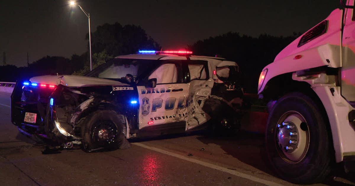 Dallas police officers escape injury after cruiser gets slammed in multi-vehicle I-45 crash