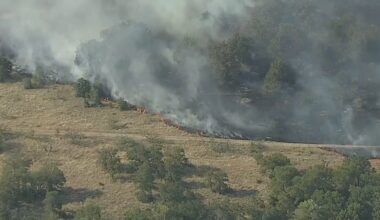 KXAS-TV (NBC5) helicopter footage shows a view of the Jack County brush fire from above.