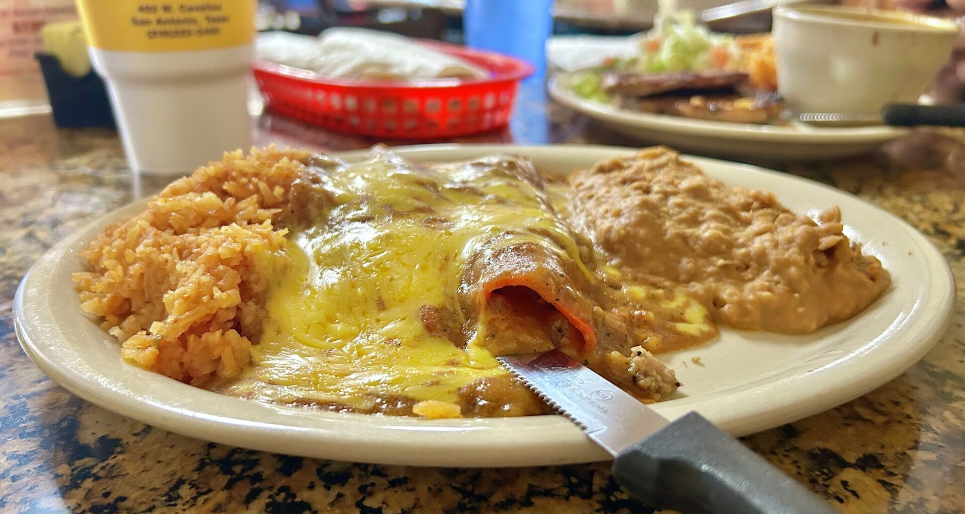 The beef enchilada special is available for $8.99 on Mondays at Eddie's Taco House. 