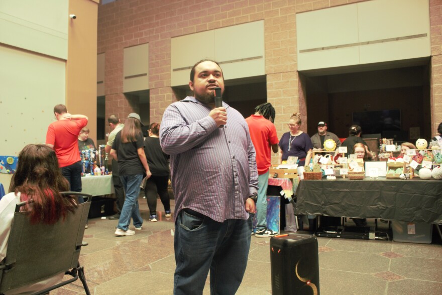 Secretary chair of Neurospicy SA, Fabian Cantu gives a speech at the grand opening.