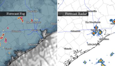 Thursday Houston weather timeline shows fog and storms