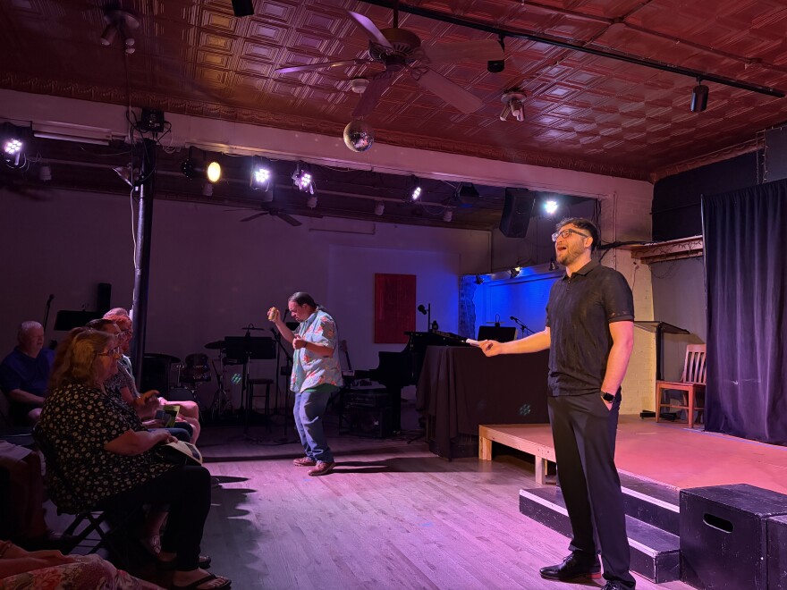 Rob Bosquez and Joshua Eguia perform a scene called "What Can I Say..." by Straton Rushing in the first act of SceneShop's production "Don't Dream It's Over."