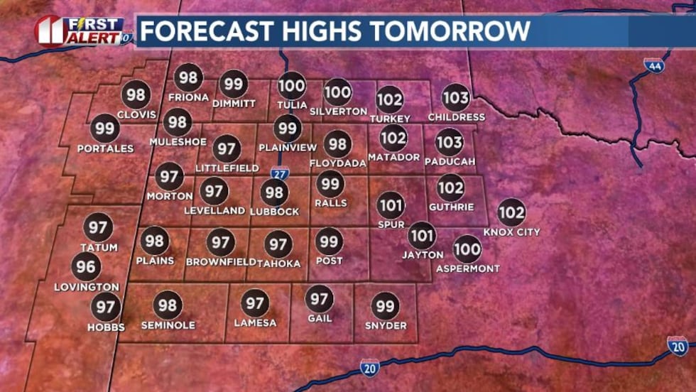 Another round of hot temperatures for the South Plains today.